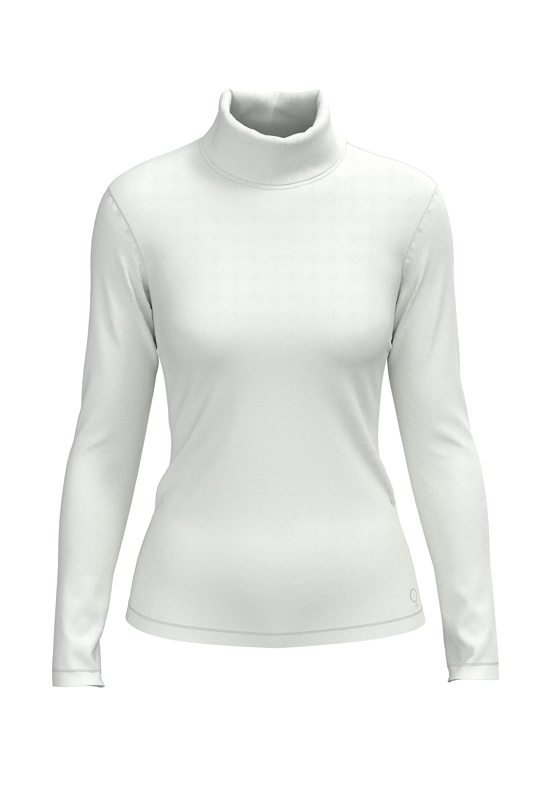Bamboo 70309 - Camiseta de manga larga para mujer, cuello básico, manga larga, manga larga, camiseta básica de viscosa en color liso, bambú suave, Blanco, 40