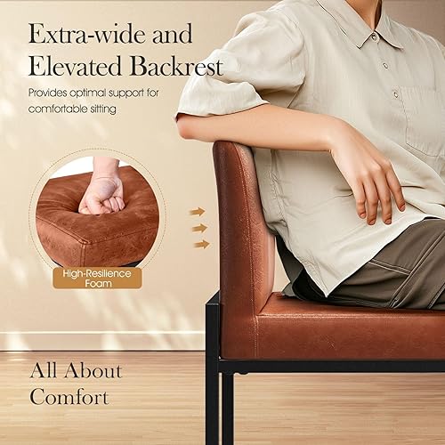 Miniatura 4 de Sophia & William Juego de 2 taburetes de bar de 24 pulgadas, taburetes de bar de altura de mostrador con respaldo para isla de cocina, taburetes de