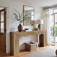 Tribesigns 63" Wavy Farmhouse Console Table - Narrow Sofa Table Behind Couch with Storage Shelf, Entryway Hallway Stand