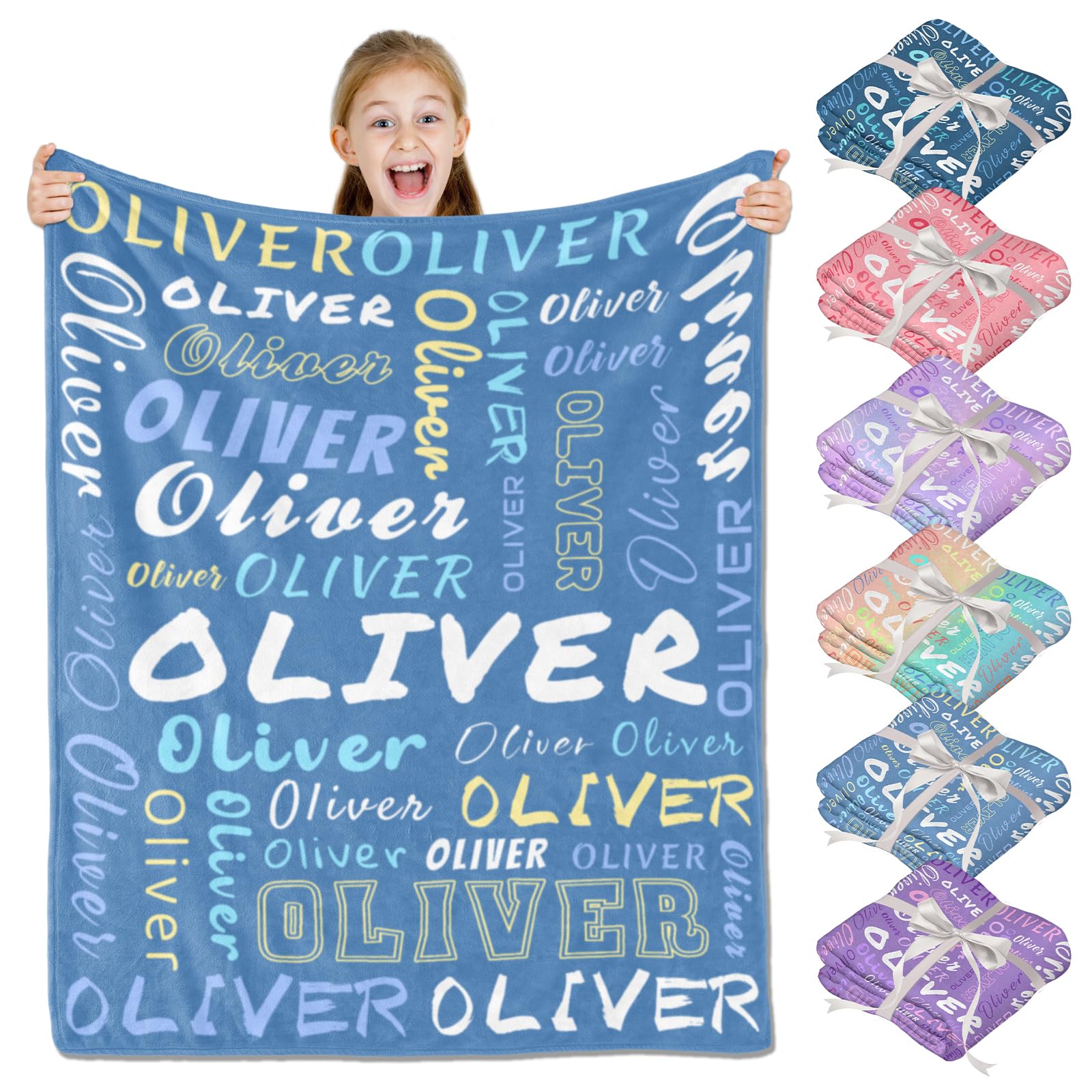 PUREFLY Personalized Blankets and Throws- Custom Blanket with Name for Adults and Kids, for Women and Men, Customized Fleece Throw for Baby Girls and