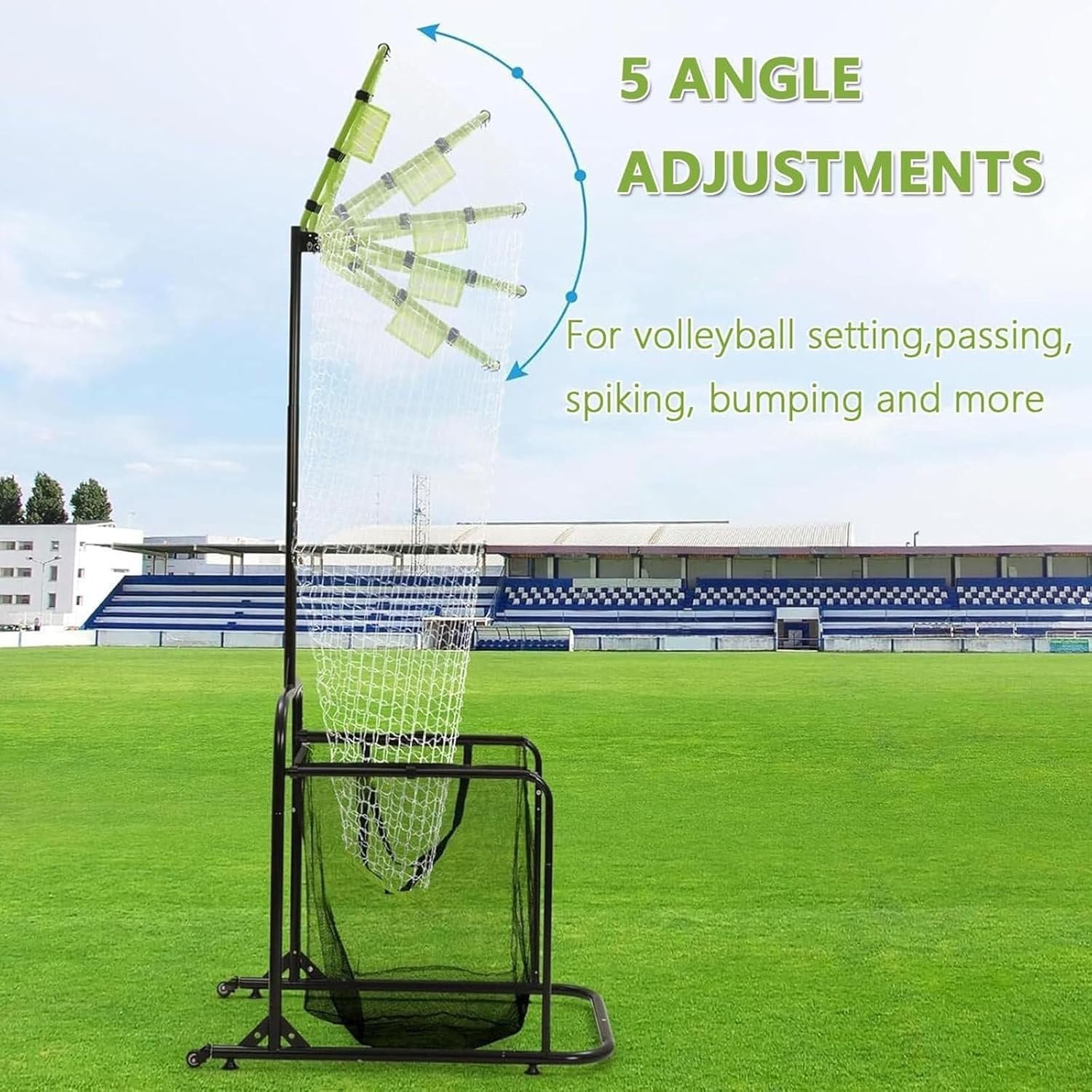Pro Volleyball Setter Training Equipment,Portable Practice Net,with Wheels and Collection Bag,8 Adjustable Heights,for Serving Spiking Setting