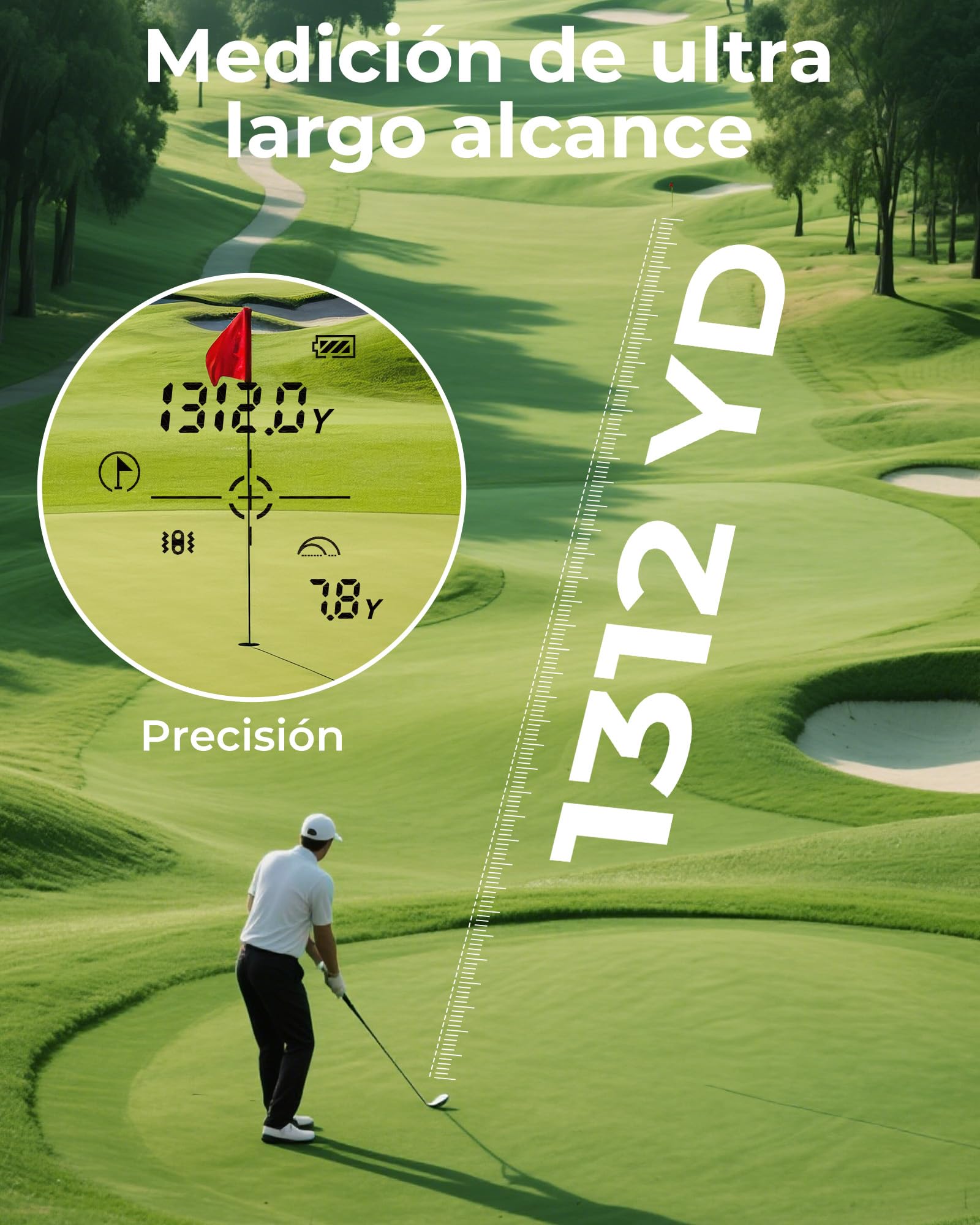 Telémetro de Golf CIGMAN, Pantalla Lateral Digital de 1000 m, compensación de Pendiente de ±1 m, preciso, Ocular de 25 mm, Recargable, telémetro láser Tipo C para Campos de Golf y competiciones.