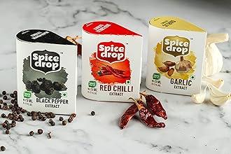 Finger Food Combo | Extract of Black Pepper (Kali Mirch), Garlic (Lahsun)& Red Chilly (Lal Mirch) | Flavor Dips, Cheese, Sauce | Vegan | No Preservatives | 180 Drops Each | 5 ML x 3 Packs