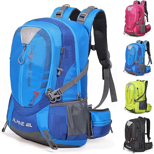 Miniatura 10 de Mochila de senderismo para hombre, resistente al agua, ligera, para deportes al aire libre, Rosado, 40 L, Deporte al aire