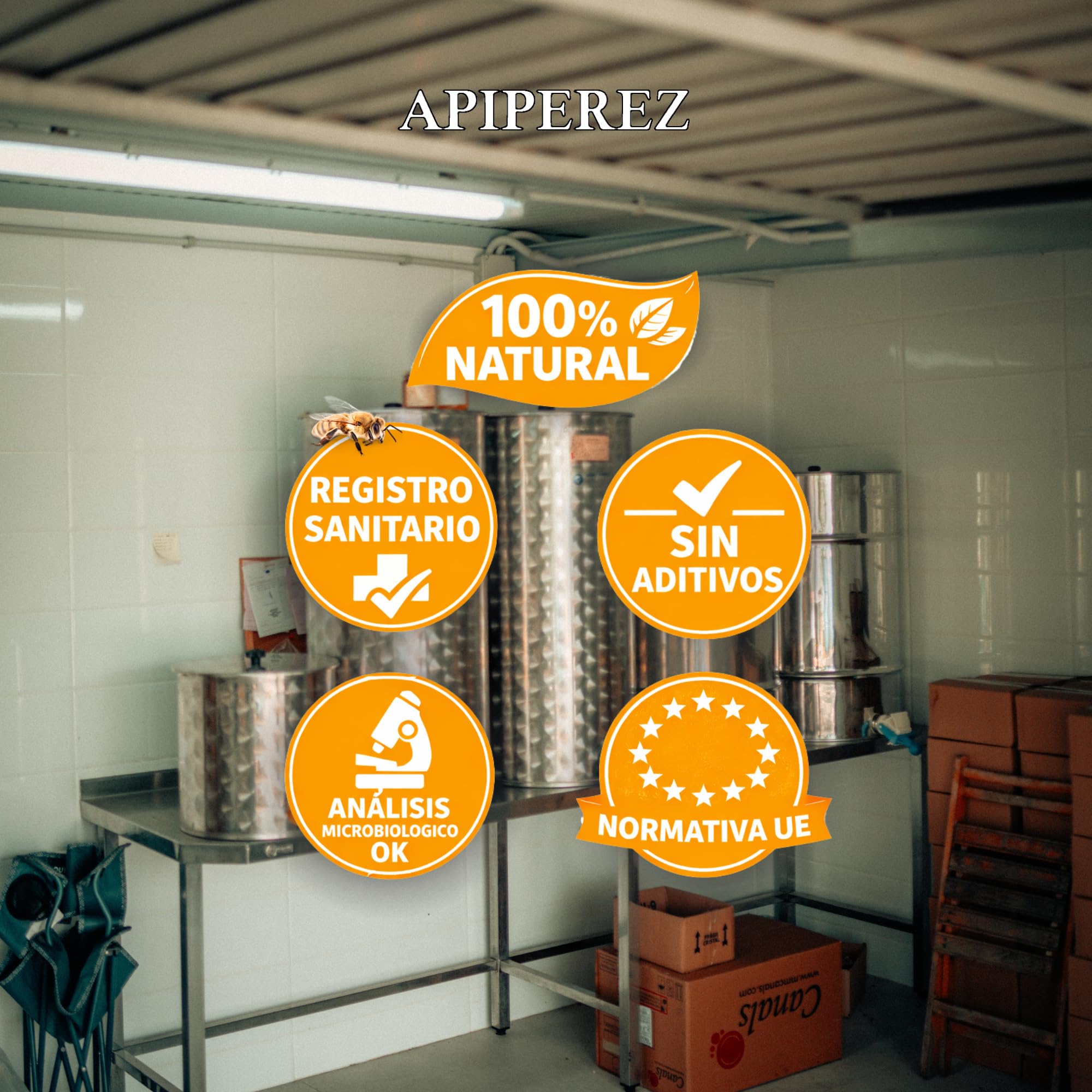APIPEREZ Miel Cruda de Monte 1 kg – Miel Natural de Mielato, Antioxidante y Antimicrobiana – Sabor Intenso y Color Ámbar Oscuro