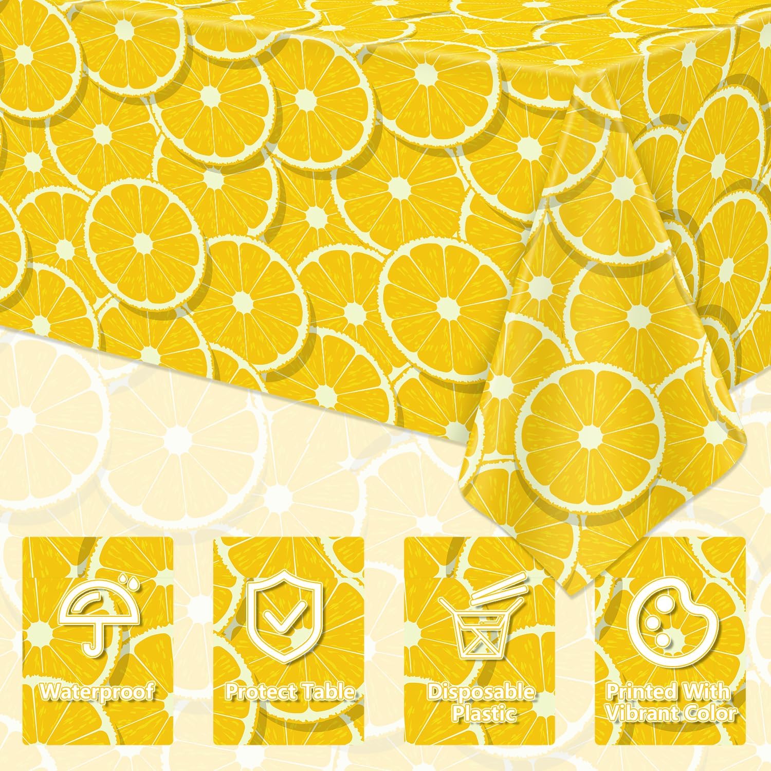 4 Pack Lemon Tablecloth Lemons Summer Party Tablecover Rectangle Table Cover 51 x 86 " Yellow Lemonade Disposable for Lemon Theme Birthday Party Wedding Shower Supplies Lemonade Table Decorations