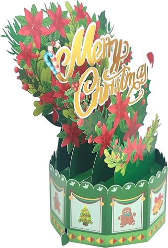 Miniatura 6 de Tarjeta de felicitación de Navidad, tarjeta de regalo de Navidad, ramo de flores Forever de 7 pulgadas, tarjetas de felicitación emergentes 3D con