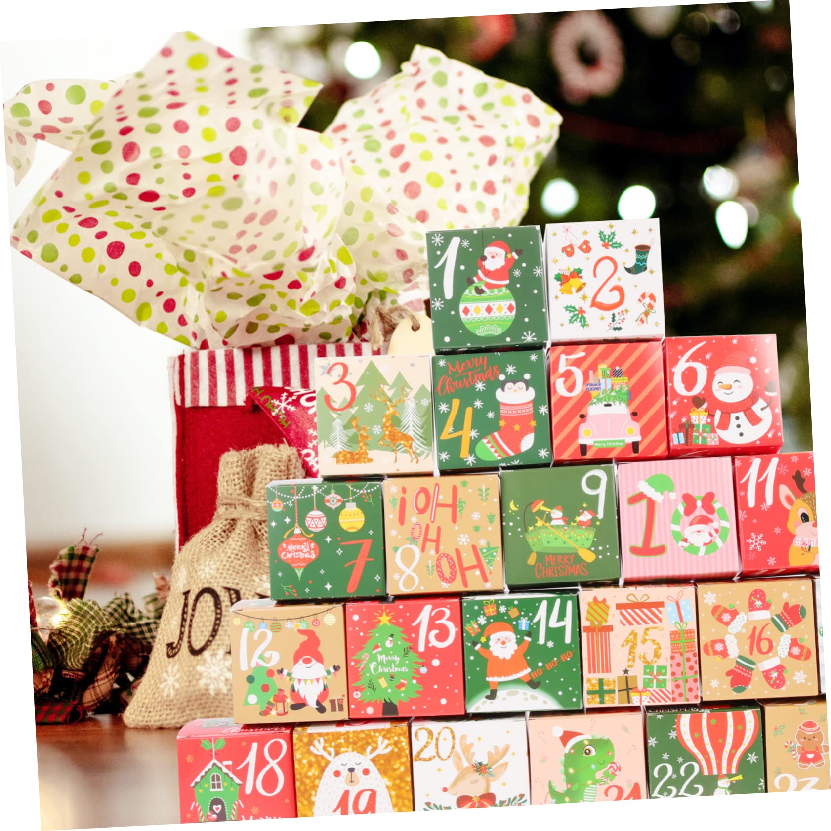 PRETYZOOM 96 Piezas Caja de dulces de cuenta regresiva cajas de de navidad de christmas wrapping paper navideños cajas de galletas dulces tratar