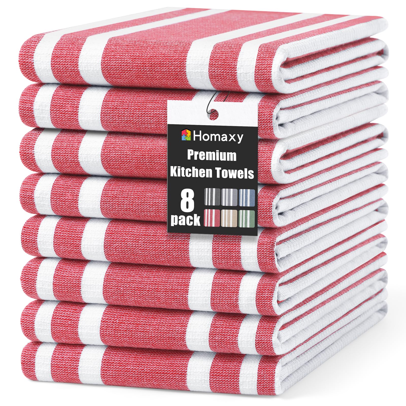 Torchons de cuisine en coton rouge Homaxy 45,7 x 71,1 cm lot de 8