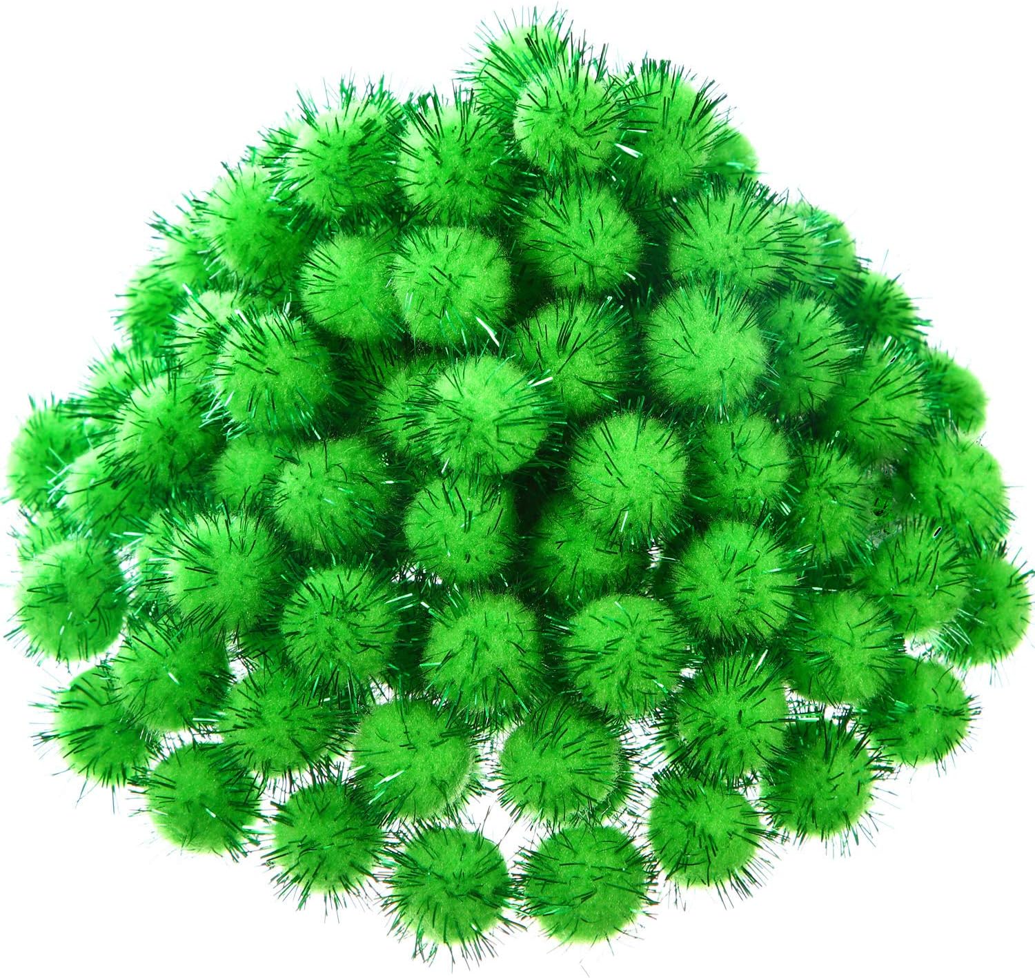 Shappy 1000 Pieces Glitter Pom Poms 0.6 Inch Fuzzy Pompoms Arts and Crafts Balls for Hobby Supplies and Craft DIY Material (Fruit Green)