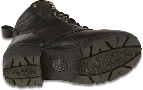 Miniatura 4 de Milwaukee Leather MBL9320W - Botas de motocicleta con cordones para mujer, de cuero negro de alta calidad, ancho amplio