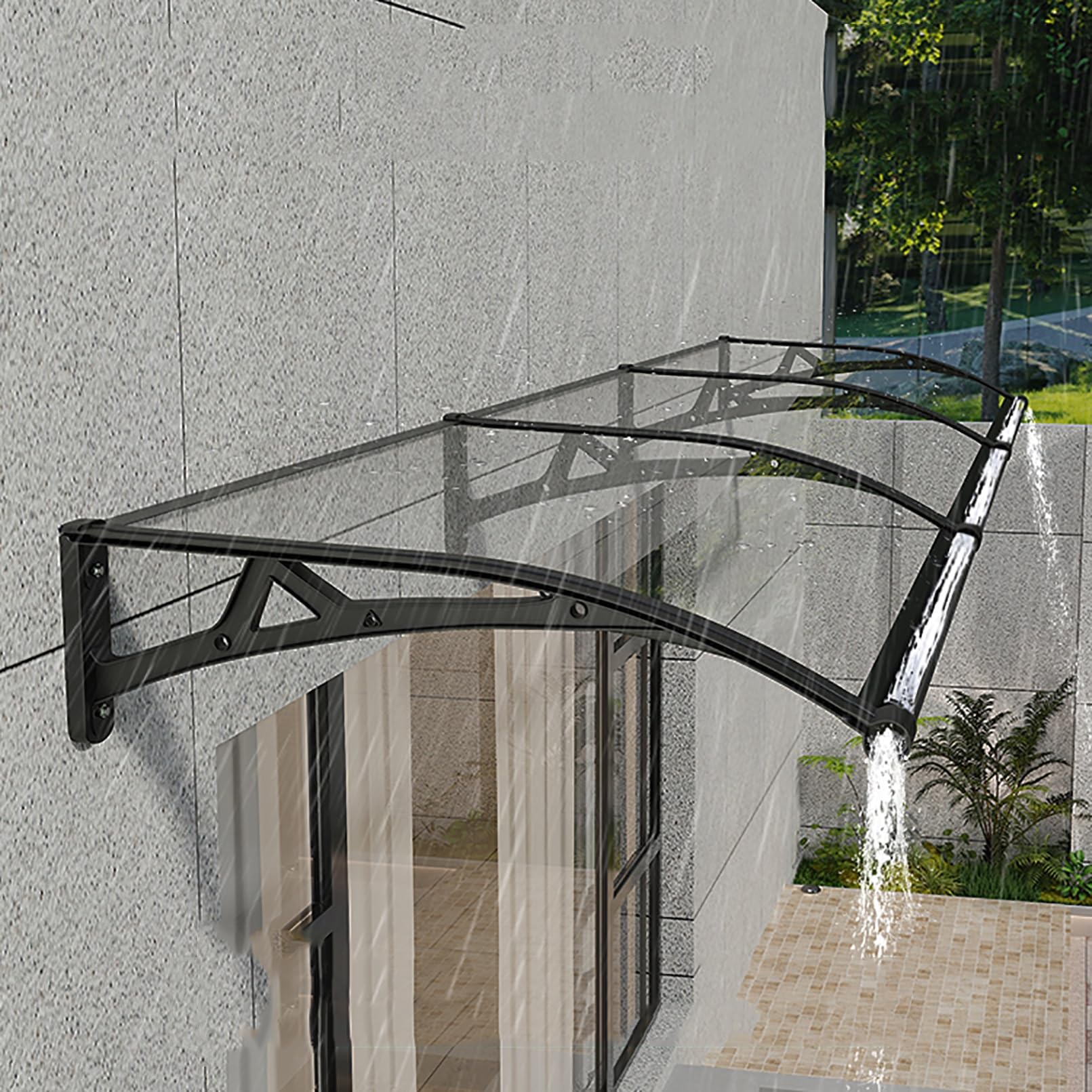 Auvent de porte contre la pluie avec supports aluminium robustes