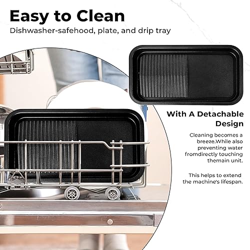 Miniatura 5 de Pukomc Parrilla eléctrica para interiores, 1500 W, cocina antiadherente, zonas de cocción dobles ajustables con, parrillas interiores eléctricas sin