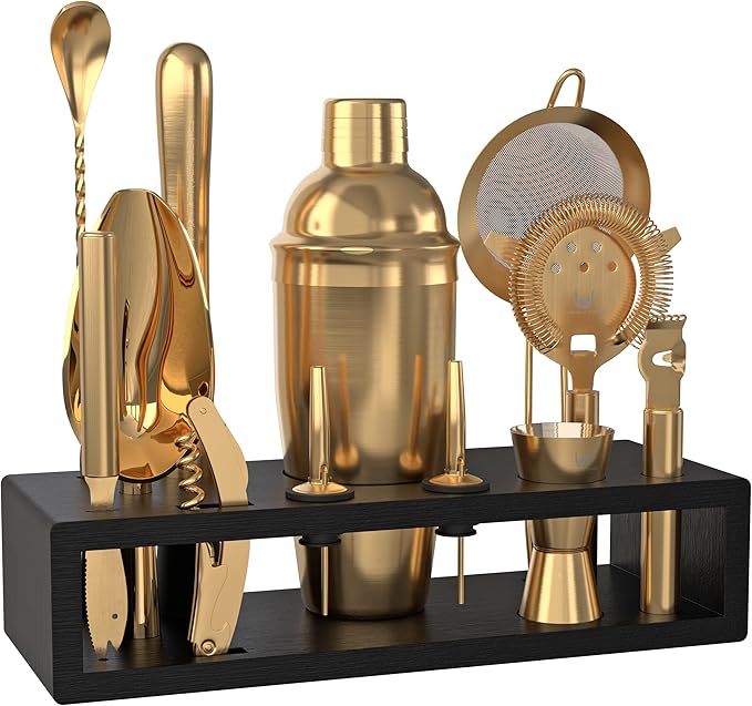 Highball & Chaser Bartender Kit with Espresso Bamboo Stand