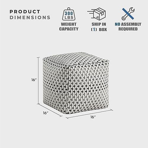 Miniatura 2 de Lexicon Puf otomano, reposapiés otomano cuadrado, puf de tela jacquard, taburetes pequeños para sofá con relleno para sala de estar/dormitorio,