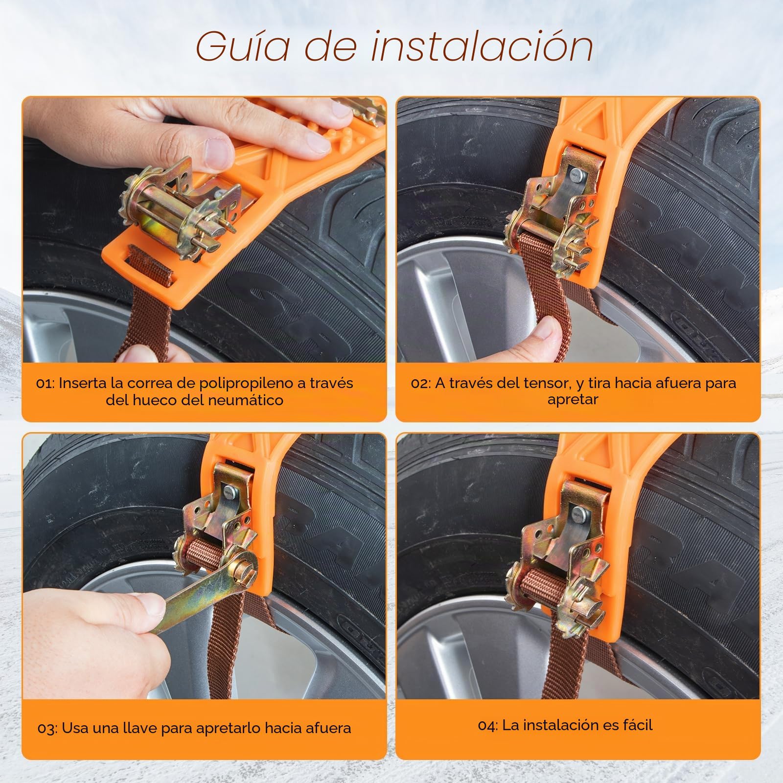 Cadenas de Nieve para Coches Ninonly 8Pcs Cadena Nieve Universal Antideslizante de Emergencia para Coche Camión SUV Adecuadas para Neumáticos Ancho 165mm-265mm para Barro, Arena, Nieve, Hielo, Subida