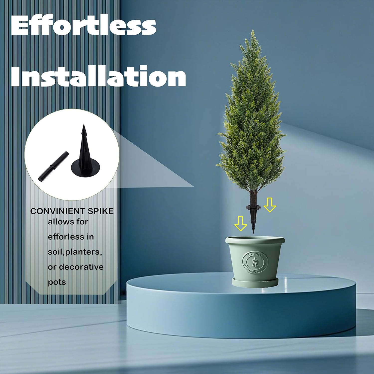 3FT Artificial Cedar Topiary Trees with Ground Spike, Set of 2 Faux Cypress Plants UV Resistant Artificial Pine Shrubs Fake Bushes for Outdoor Indoor Front Porch Garden - Image 6