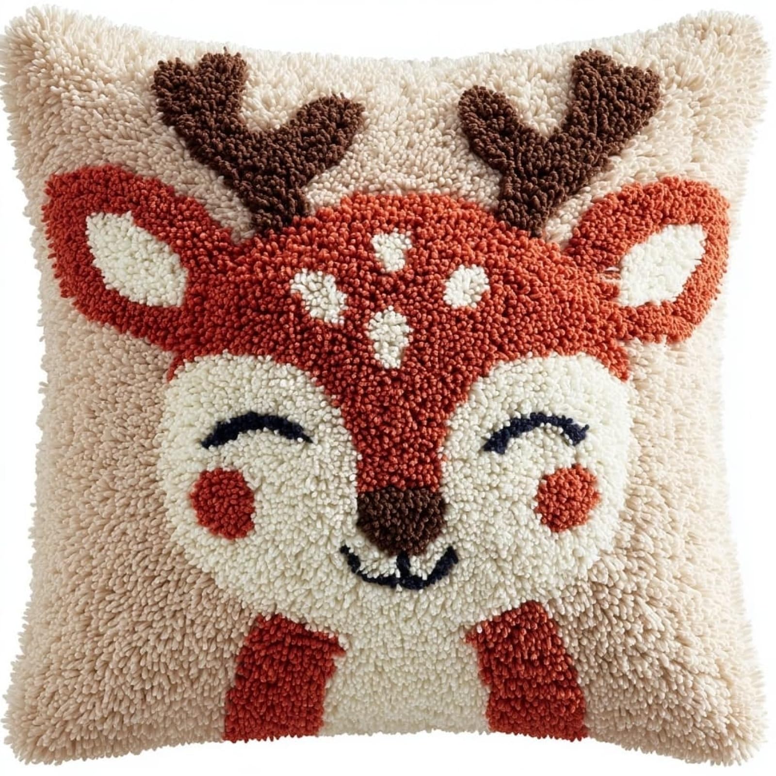 Wallustrioaw Cartoon Deer Latch Hook Kits Pillow For Adults,
