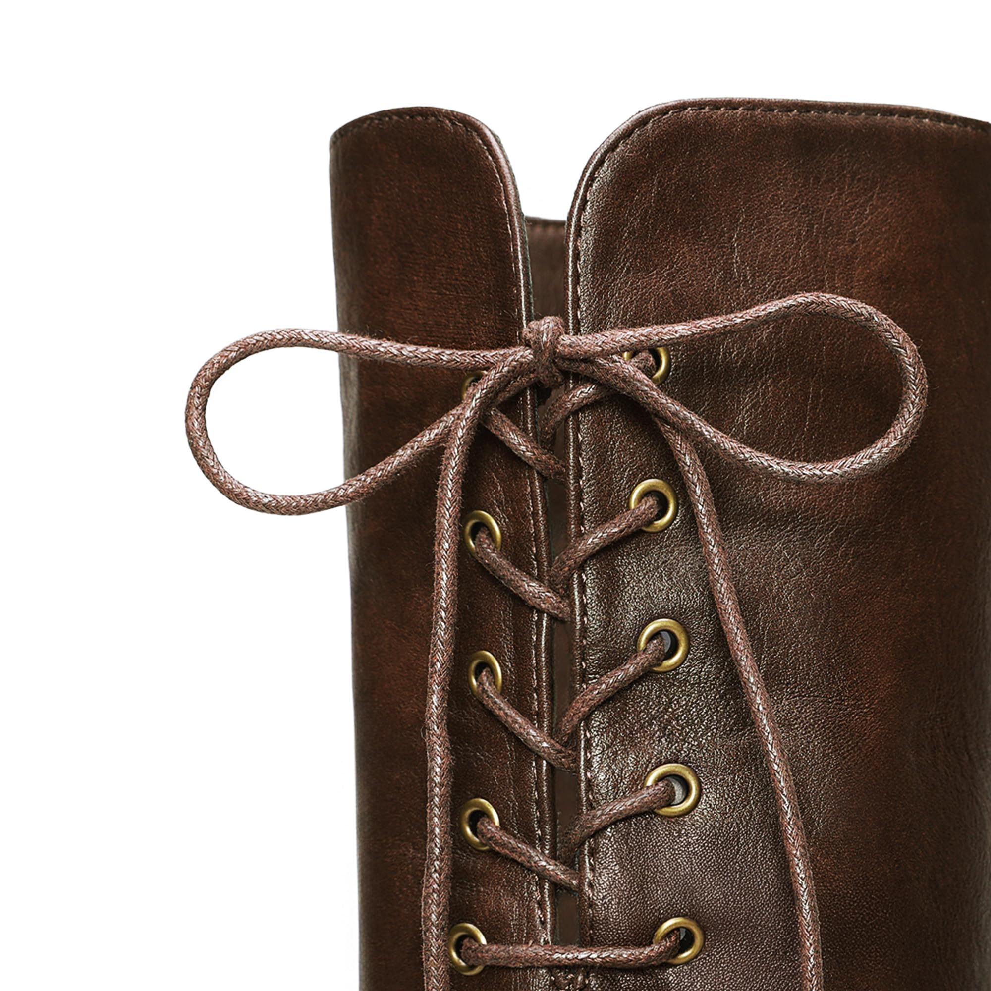 DREAM PAIRS Botas Mujer de Caña Extra Larga Invierno con Suela Plana Baja con Cremallera y Cordones para Ajustar