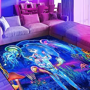 Amazon.com: EISKBC Neon Astronaut Area Rug, Large Blacklight UV ...