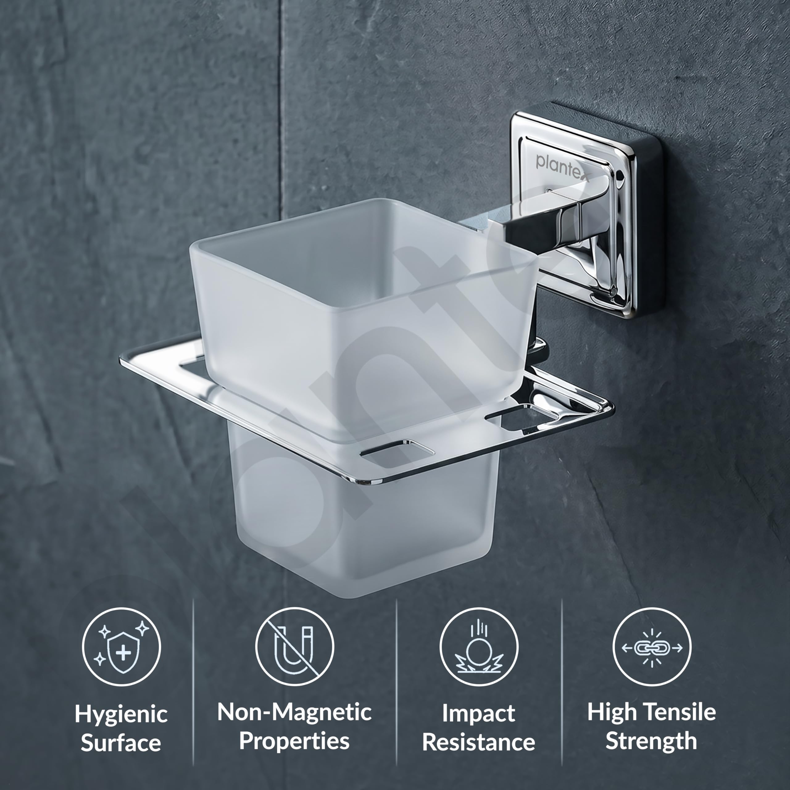 Plantex 304 Grade Stainless Steel Toothbrush Holder/ABS Toothpaste Stand/Tumbler Holder for Bathroom - Decan (Chrome) 3