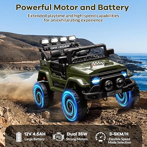 Miniatura 4 de GarveeLife Auto de paseo para niños de 12 V, juguete para niños de 37 a 96 meses, camión eléctrico con velocidad máxima de 5 MPH, control remoto,