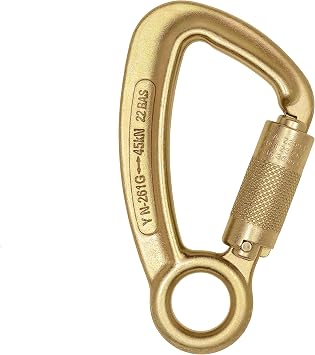 Fixed Eye Steel Connector with Twist Lock Gate, Zinc Plated Alloy Steel Utility Hardware, Secure D Shape Clip for Work Positioning and Rigging