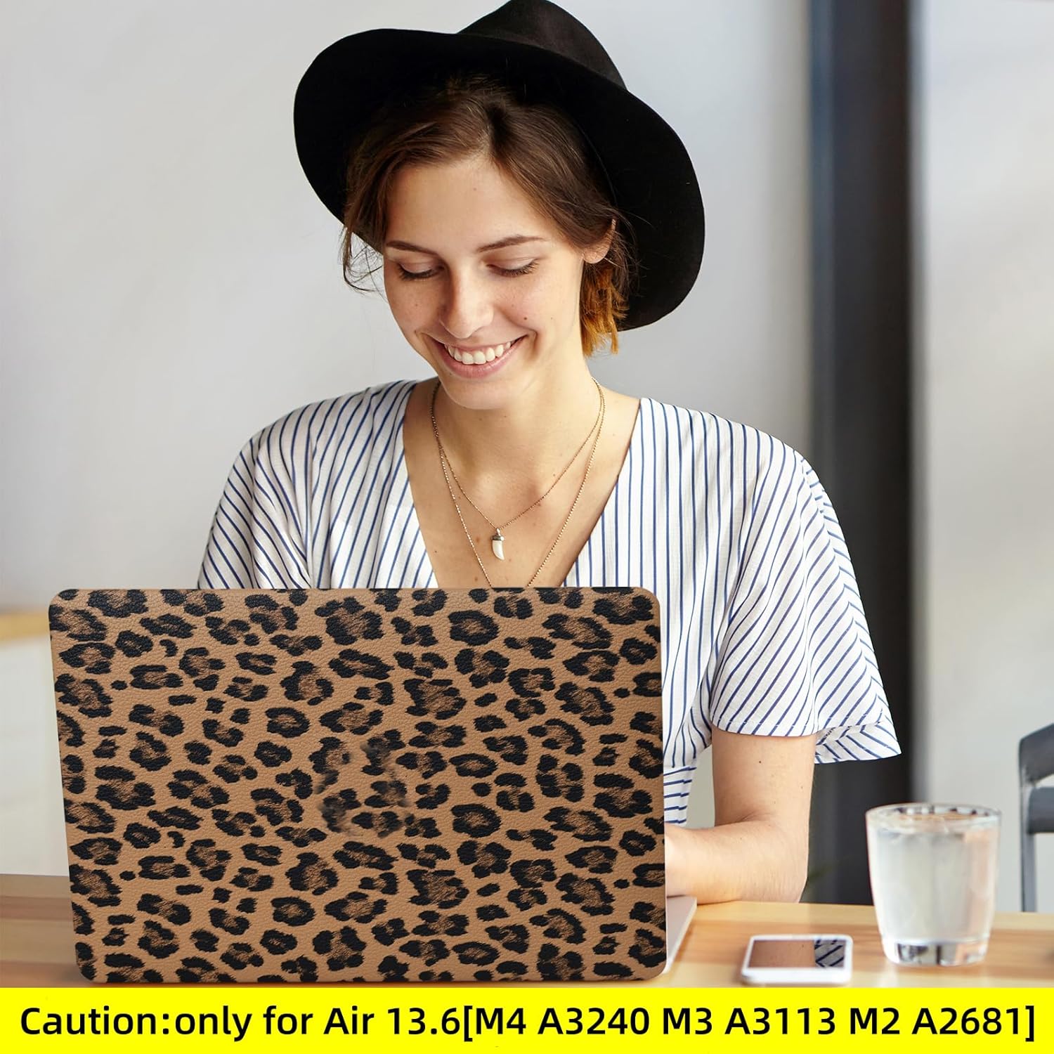 Compatible with MacBook Air 13.6 inch Case 2022-2025 M4 A3240 M3 A3113 M2 A2681,for Mac Air 13 Leather Cheetah Print Tortoise Shell Case & Keyboard Cover for MacBook Air13 M4,Leopard Brown - Image 8
