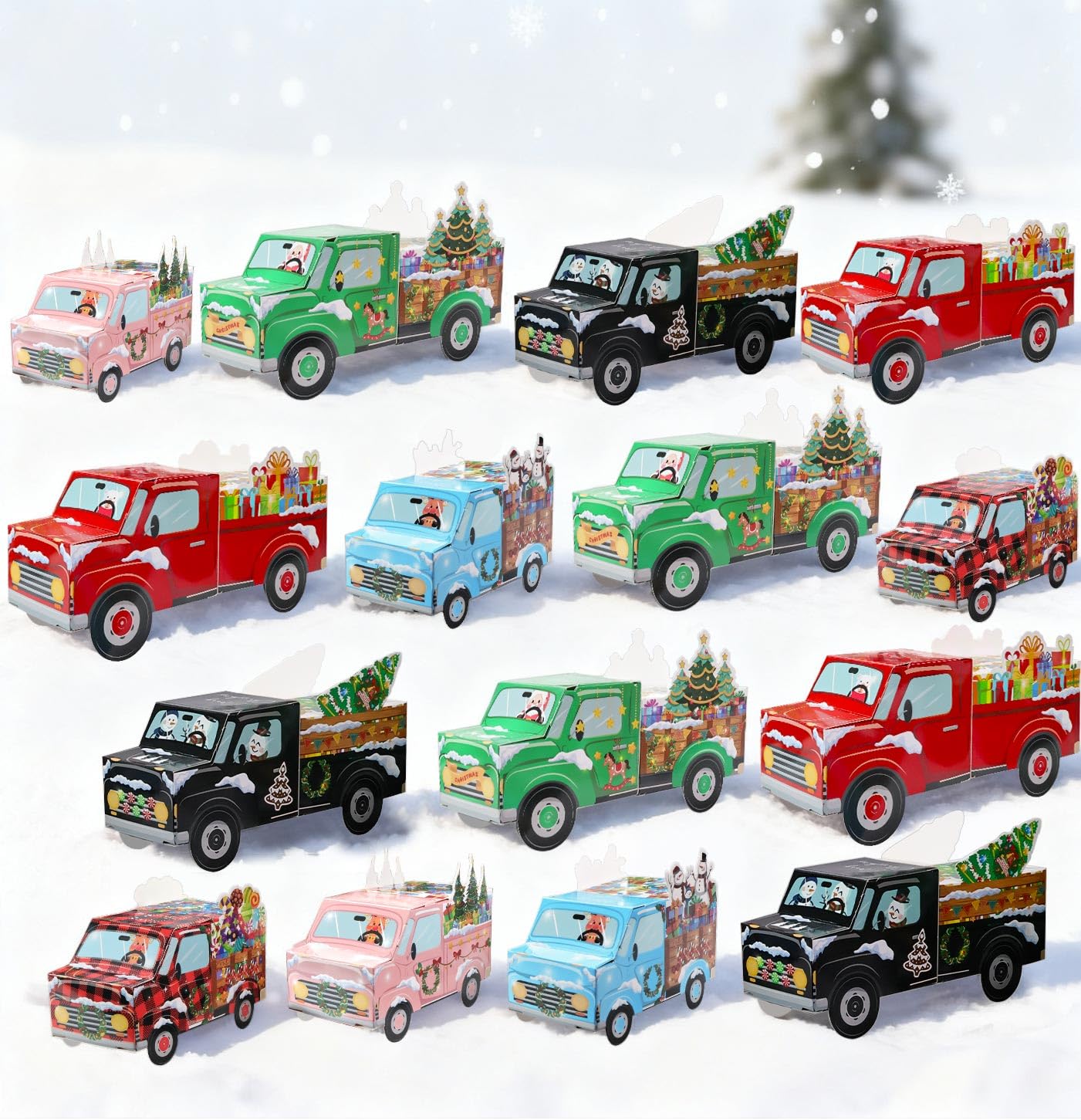 HEIPINIUYE 24 leere Adventskalenderboxen zum Selbstbefüllen, DIY leere Weihnachts-Countdown-Kalender 2025 befüllbare Adventskalenderbox für Kinder Erwachsene Xmas Truck Kalender Geschenkboxen