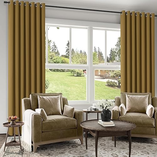 Miniatura 211 de ChrisDowa Cortinas 100% opacas de abedul liso de 96 pulgadas de largo, 2 paneles para dormitorio, sala de estar, oscurecimiento de la habitación de