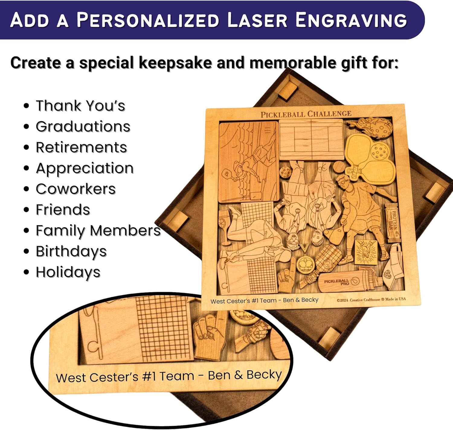 Personalizable for Pickleball Players - The Pickleball Challenge Puzzle - Handmade