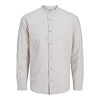 JACK & JONES JJESUMMER - Maglietta LS SN, Oxford Tan/Dettagli: a Strisce