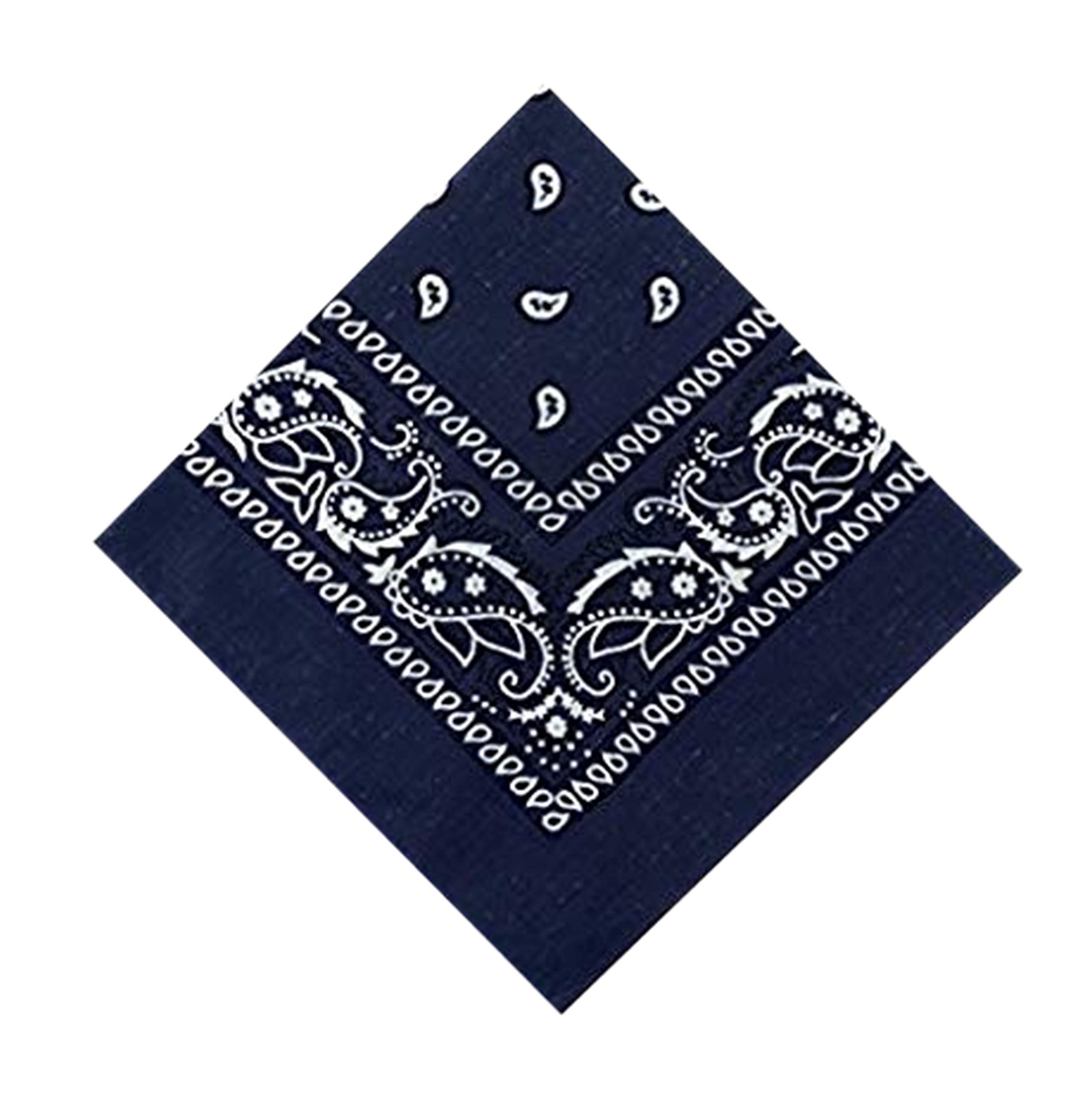 KSC New Cotton Bandanna Double Sided Paisley Headbands, Neck Scarf, Handkerchief, Lovely Colors (Navy)