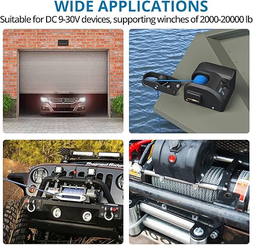 Miniatura 6 de AUTOUTLET Kit de control remoto de cabrestante inalámbrico de 2 piezas, rango de 100 pies, controlador inalámbrico para cabrestantes de 9-30 V CC de