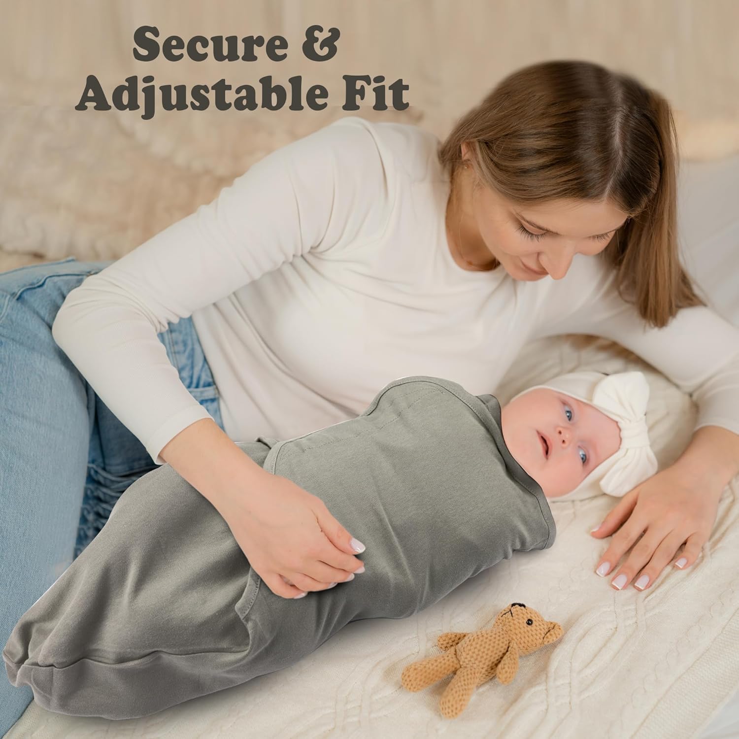 Bublo Baby Organic Preemie Swaddles 4-7 lbs - 3-Pack Premature Babies Swaddle Sleep Sack - Premature Infant Sleeping Sack - Easy Adjustable Baby Swaddle Blanket Wrap Boy Girl (Solid Grey)