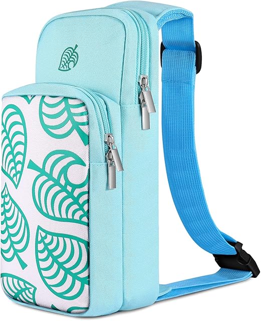 TNP Switch Bag, Travel Bag Compatible with Nintendo Switch & Switch Lite - Shoulder Bag Travel Case Cute Portable Carrying Backpack for Animal Crossing Games Accessories Console & Dock Charger - Blue