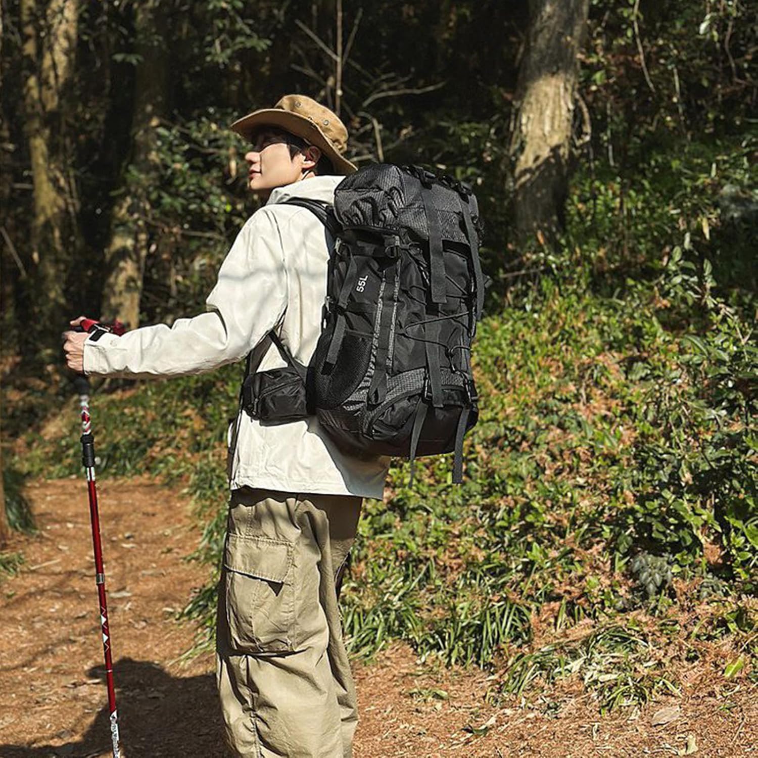 ハイキングバッグパック - 軽量ハイキングバックパック - 60L ハイドレーション対応 レース旅行キャンプフィットネスランナー向け