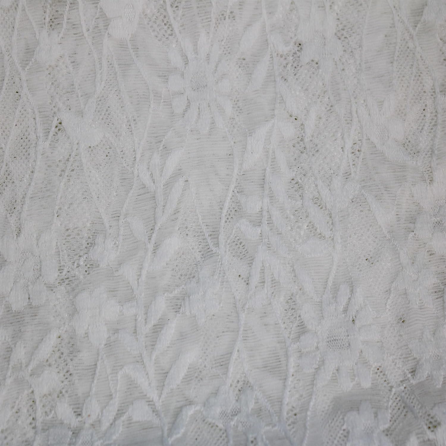 Stylish FABRIC 59" Wide Nylon Spandex Vintage Floral Lace with Scallop, 2-Way Stretch, 160GSM, Medium Weight-Anti-Wrinkle, Breathable for Bridal Gowns, Dress & Lingerie, Off White 1 Yard