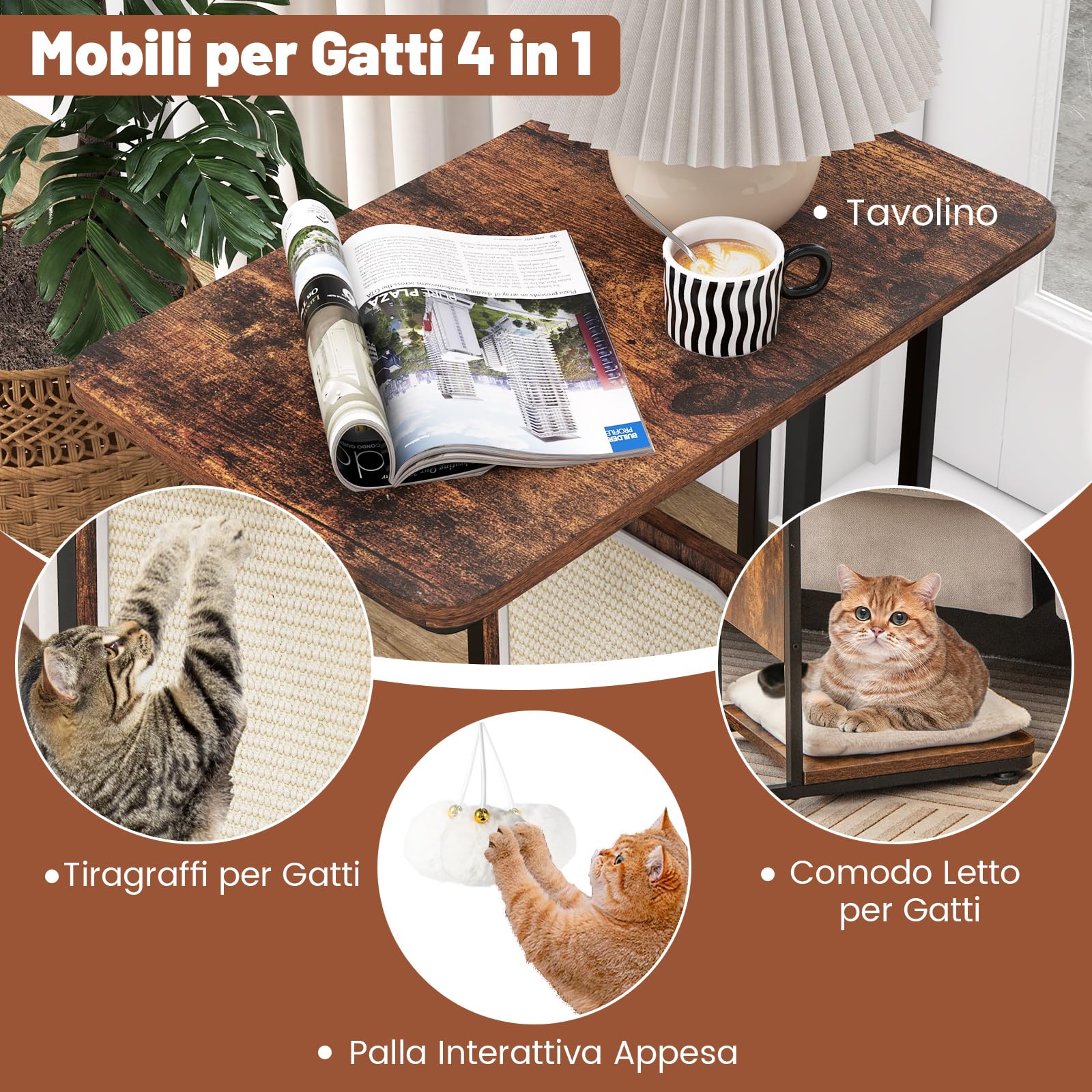Letto a Castello per Animali Domestici con Scale Rimovibili, Trespolo per Finestra per Cani/Gatti con Contenitore, Divano Letto per Cani a Più Livelli di Piccola Taglia, Uso Interno, Grigio