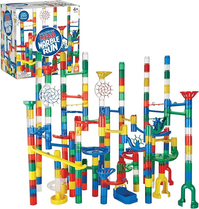 MindWare Mega Marble Run Building Set - 215 Durable Pieces and 40 Marbles - Build, Engineernig and Sceince Toy - Ages 4 and Up