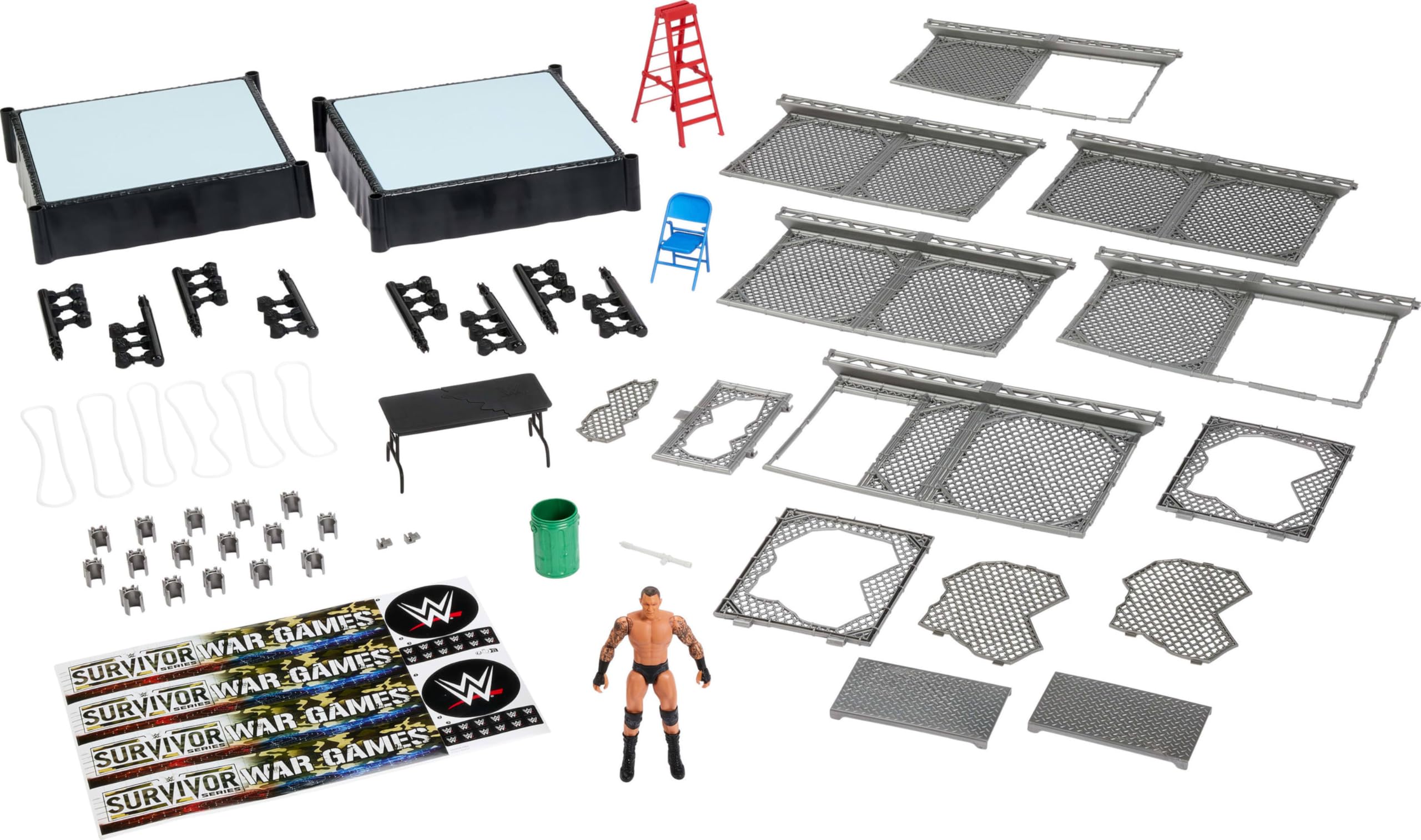 Mattel WWE Survivor War Games - Set da gioco con action figure, 2 anelli, gabbia e 5 accessori, include Randy Orton da 15,2 cm da collezione