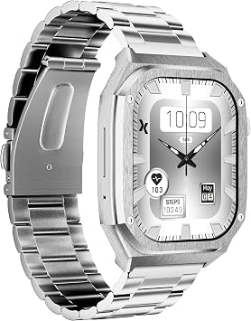 Maxcom FW65 Iron S - Men's Jewellery Smartwatch - BijouWatch  - 1.95" Amoled Screen - 2.5D Glass - Call Function - IP68 - Sport Tracker - 2 Straps-Silver