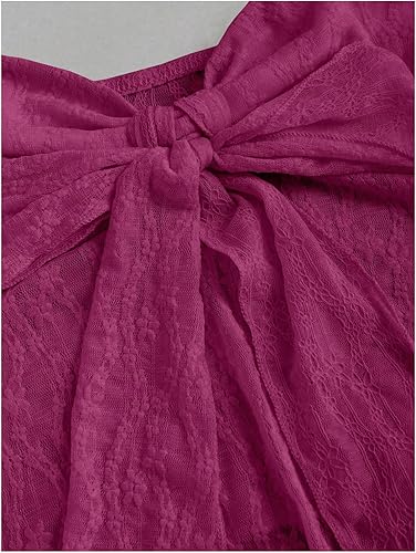 Miniatura 4 de SHENHE Top halter de encaje para mujer, nudo frontal, espalda descubierta, asimétrica, Y2k, coqueta, sin espalda, para salir