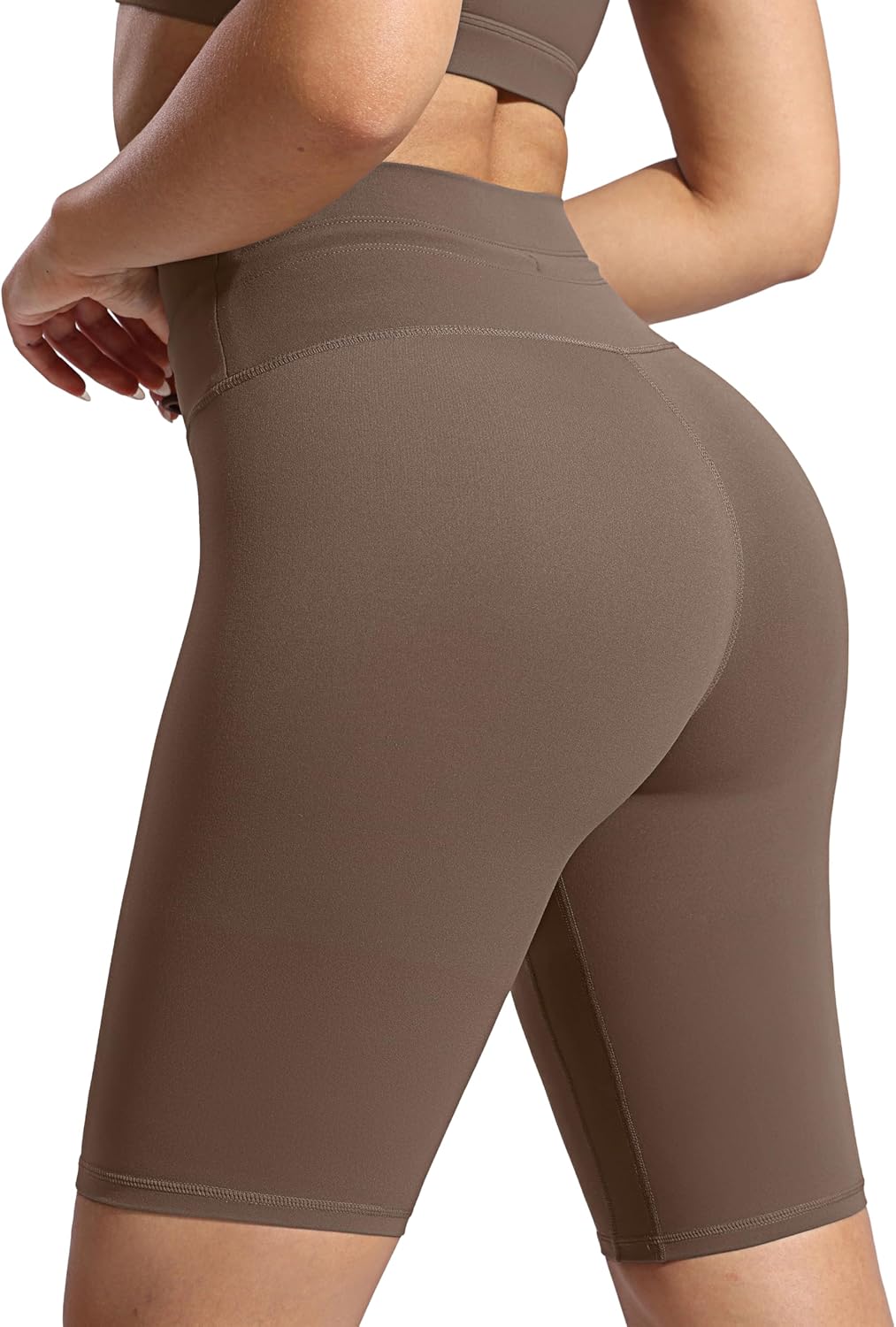 POSHDIVAH Women's Creamluxe Biker Shorts-6"/8" High Waisted Drawstring Running Gym Volleyball Yoga Workout Shorts