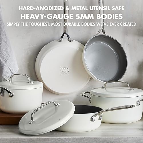 Miniatura 8 de GreenPan GP5 - Juego de 2 sartenes antiadherentes de cerámica anodizada dura y saludable de 9.5 y 11 pulgadas, 2 piezas, resistente a los arañazos,