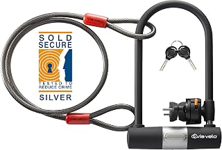 Via Velo Bike Lock for 2 Bikes with Cable Heavy Duty Hard Steel | 11"Bicycle U Lock Shackle with 2 Keys and Weatherproof Lock Set, Bike Lock for Road Bike Mountain Bike Electric Bike Folding Bike
