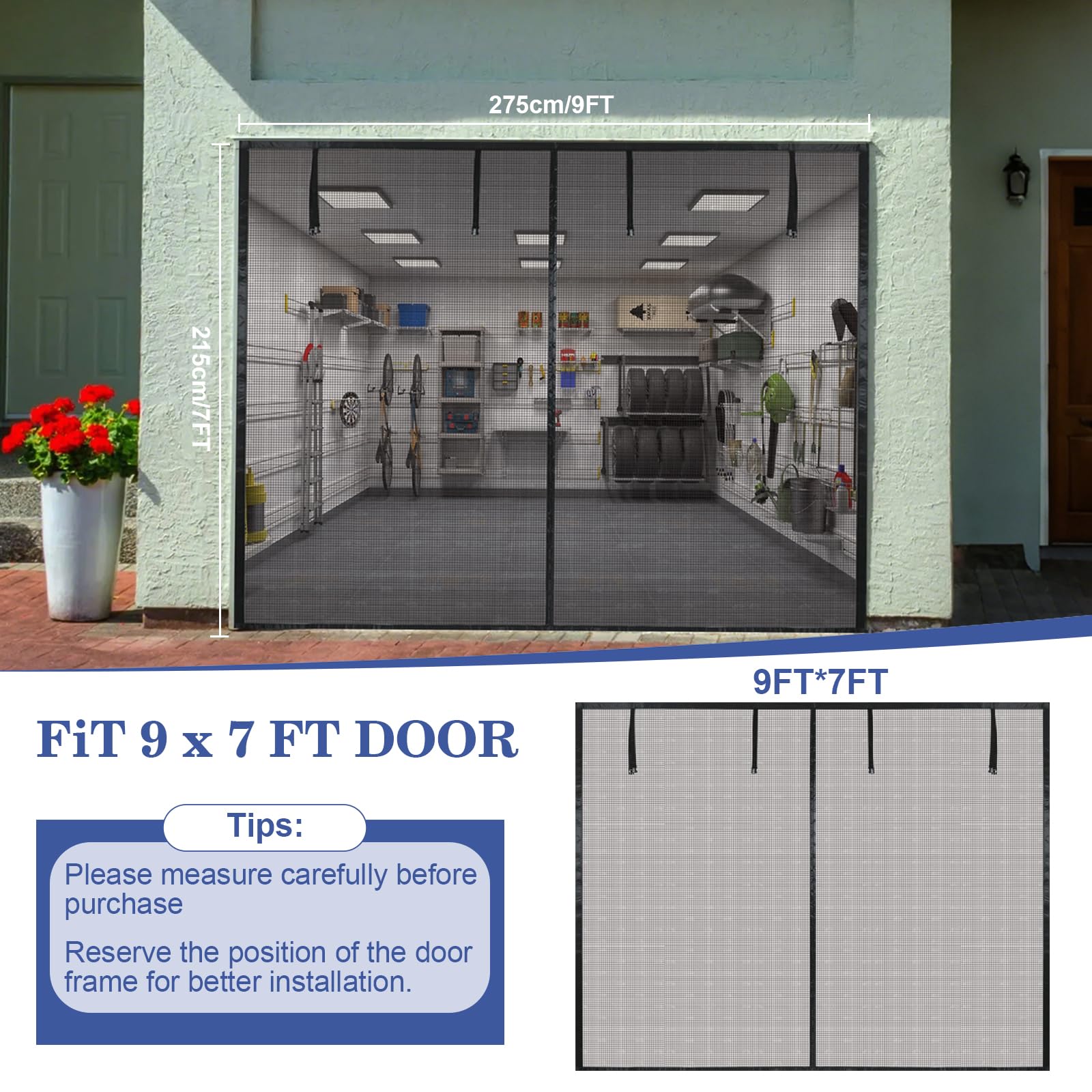Garage Door Screen, Magnetic Fly Screen Door, Heavy Duty Mesh Garage Door Curtains - Image 2