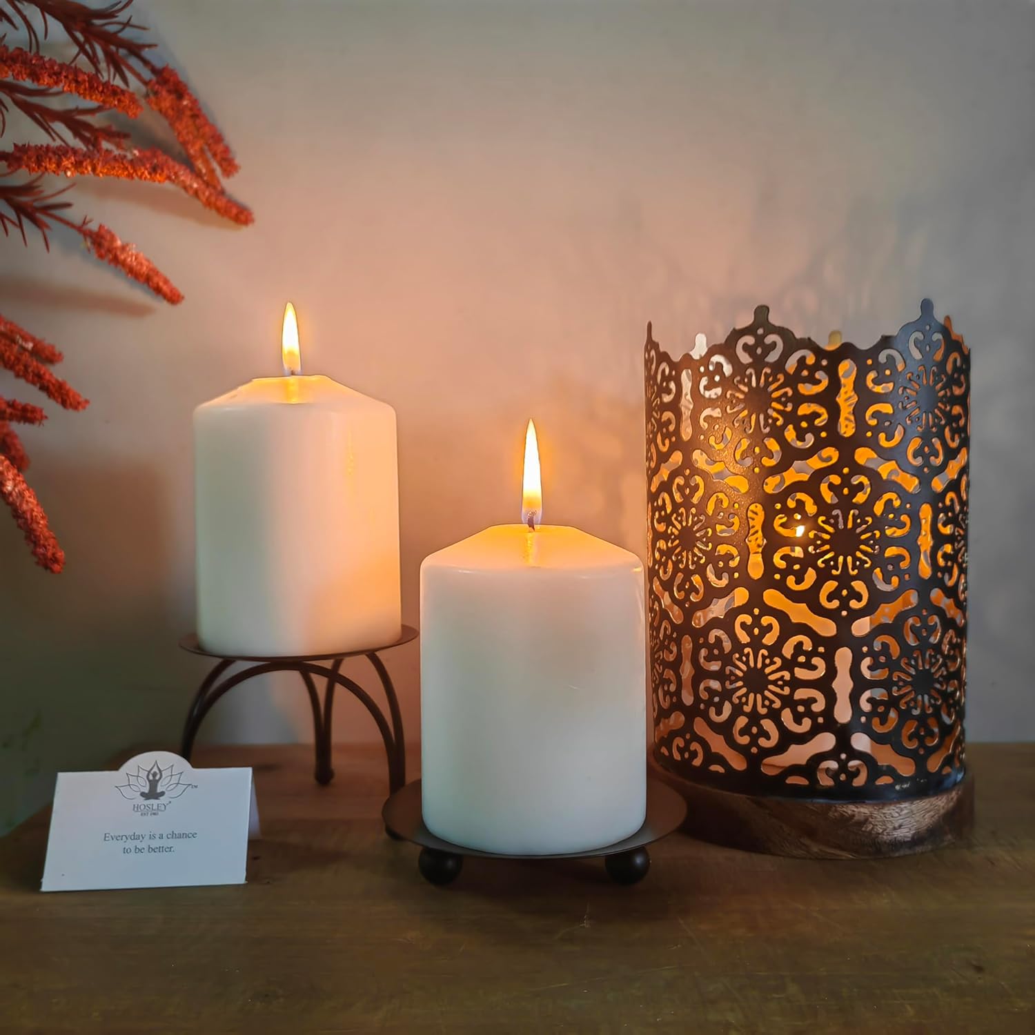 Hosley® Metal Diamond Cut Design Candle Holder 7.5 Inch High, Black Gold Perfect for Home Decor, Lighting, Wedding, Parties, Gifting image 4