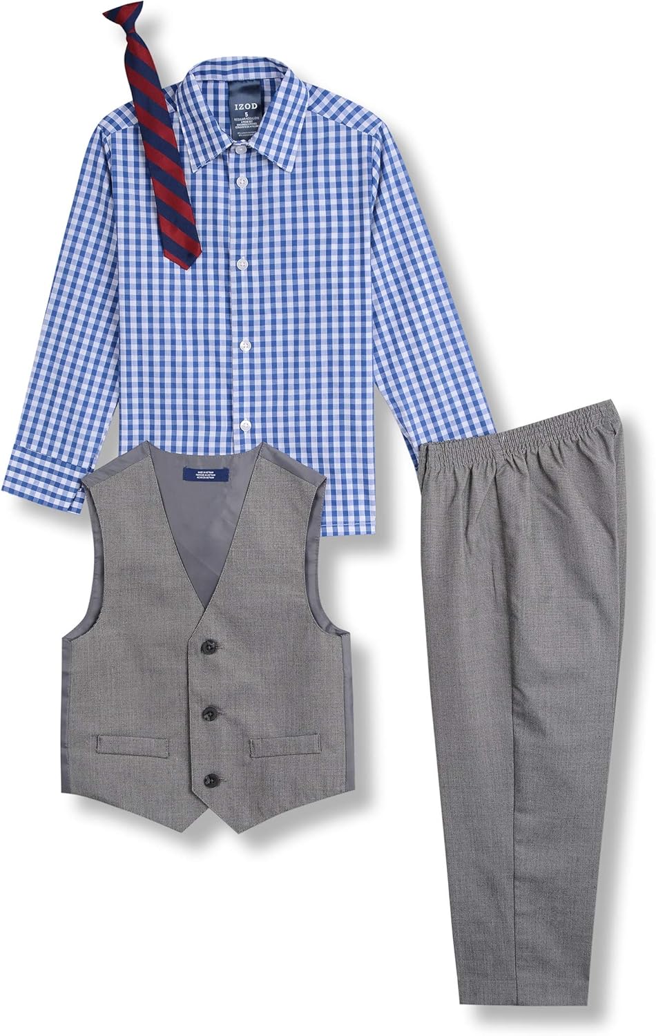 IZOD Boys' 4-Piece Set with Collared Dress Shirt, Tie, Vest, and Pants: Clothing, Shoes & Jewelry