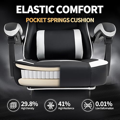 Miniatura 5 de Silla de juegos con reposapiés para adultos, sillas ergonómicas para juegos con reposapiés, silla grande y alta para juegos de computadora, sillas